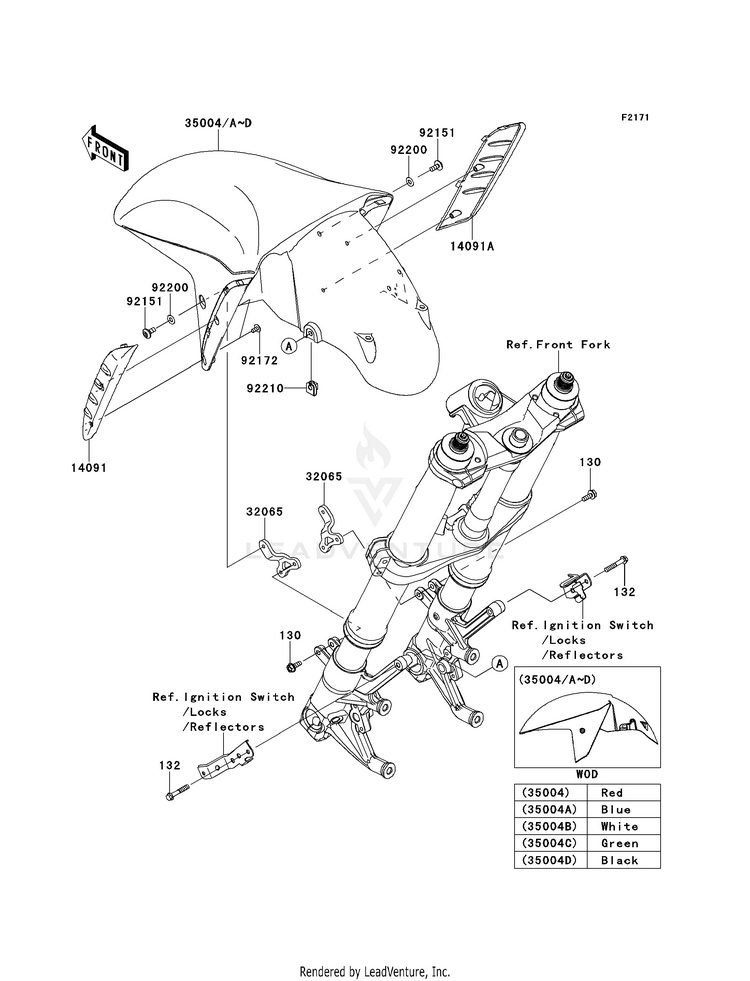 Front Fender(S) ZX1400EDF Ninja ZX-14R (2013) Schematic