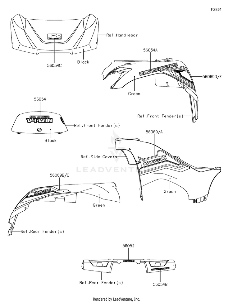 Decals(Lff) KVF750LFF Brute Force 750 4x4i (2015) Schematic
