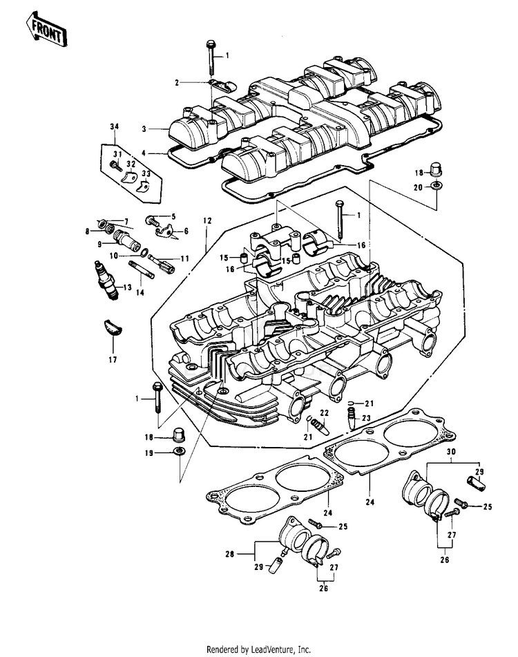 Cylinder Head/Cover ('78 C1/C1a) Schematic