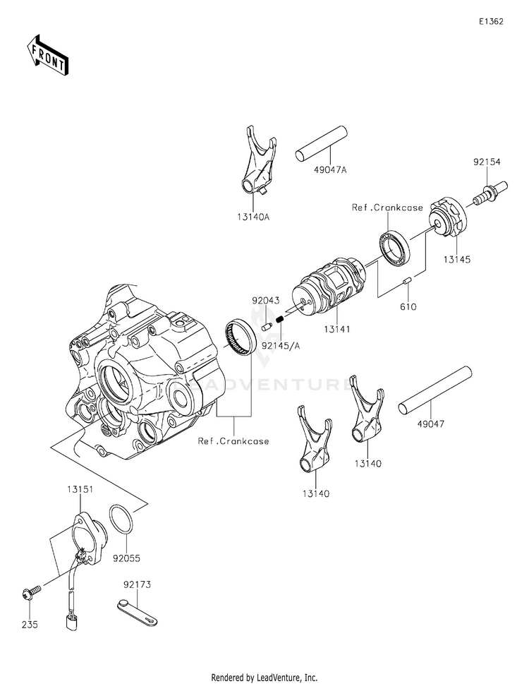 Gear Change Drum/Shift Fork(S) Schematic