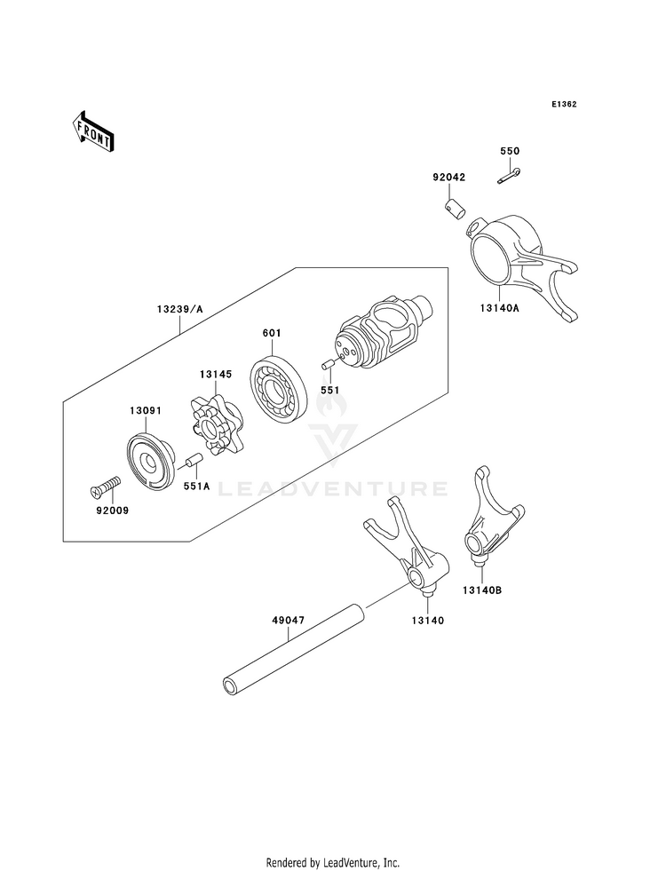Gear Change Drum/Shift Fork(S) Schematic