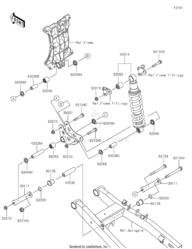 Suspension/Shock Absorber EX400GPFBL Ninja 400 ABS (2023) Schematic