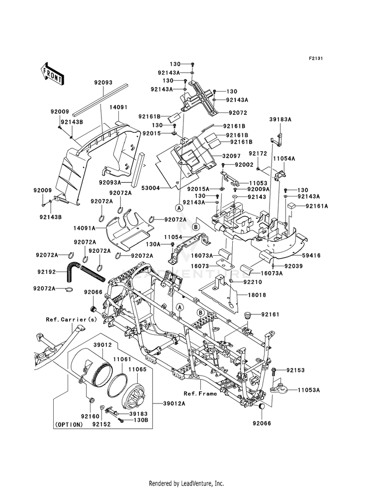 Frame Fittings KVF750F8F Brute Force 750 4x4i (2008) Schematic