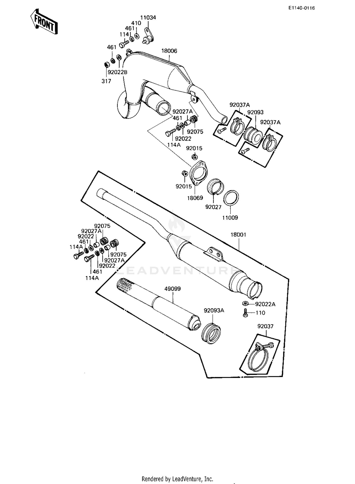 MUFFLER ('82-'83 KE175-D4/D5)