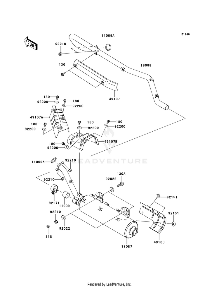 Muffler(S)(-Jkavfdb1 6b503806) KVF750A6F Brute Force 750 4x4i (2006) Schematic