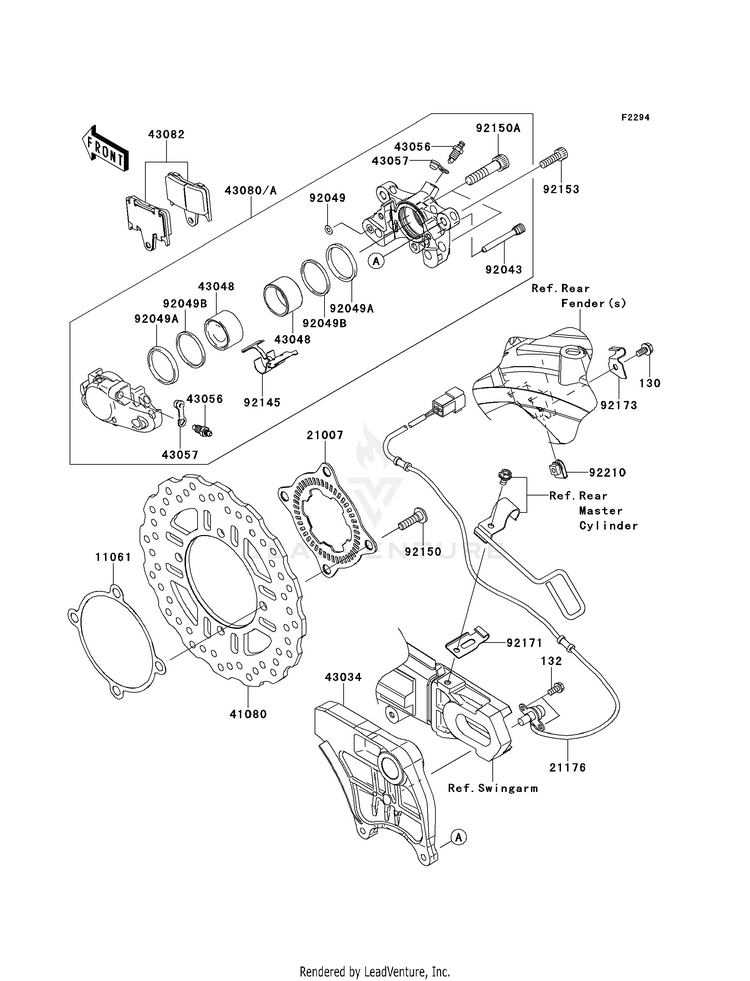 Rear Brake ZX1400EDF Ninja ZX-14R (2013) Schematic