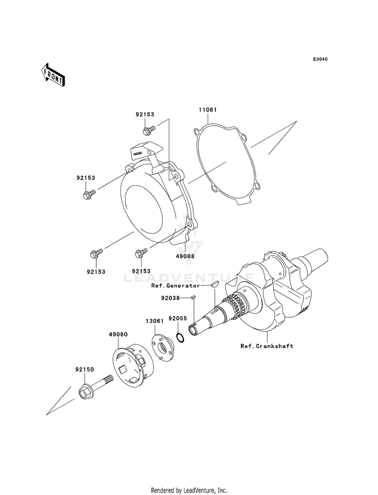 Recoil Starter (-Vf650ae640351) KVF650G8F Brute Force 650 4x4i Hardwoods Green HD (2008) Schematic