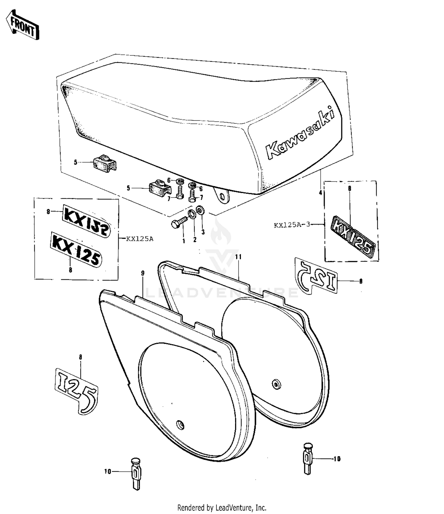 SEAT/SIDE COVERS ('74-'76 KX125/A/A3)