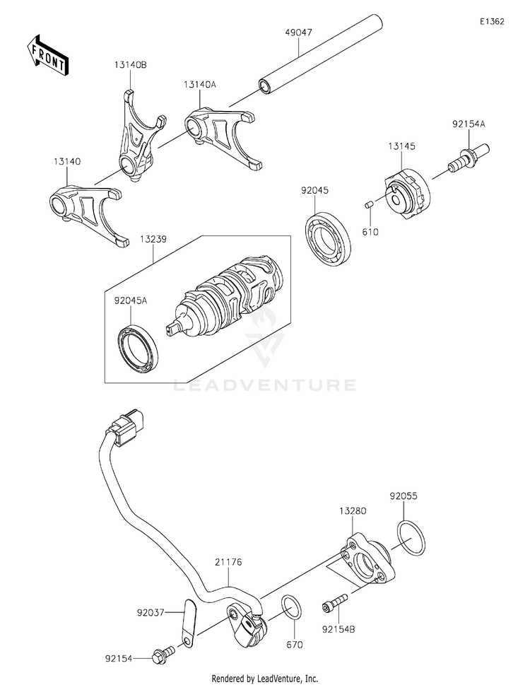 Gear Change Drum/Shift Fork(S) Schematic
