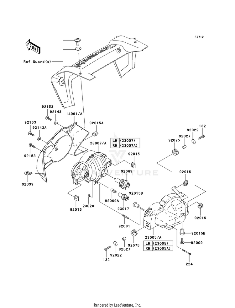 Headlight(S)(G6f-G9f) KVF650G8F Brute Force 650 4x4i Hardwoods Green HD (2008) Schematic
