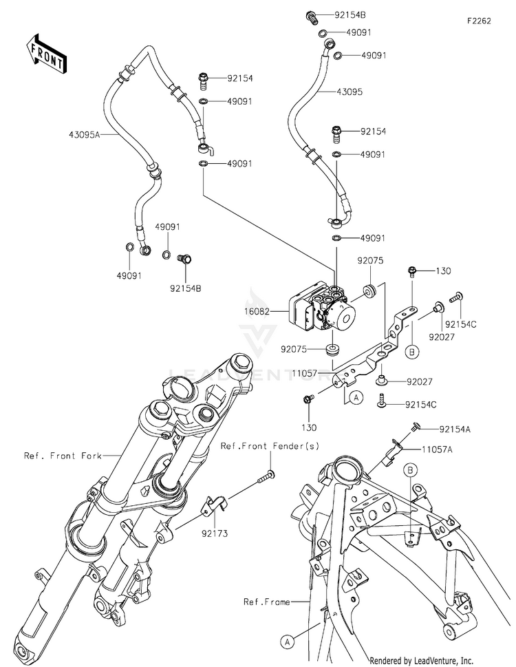 Brake Piping EX400GPFBL Ninja 400 ABS (2023) Schematic