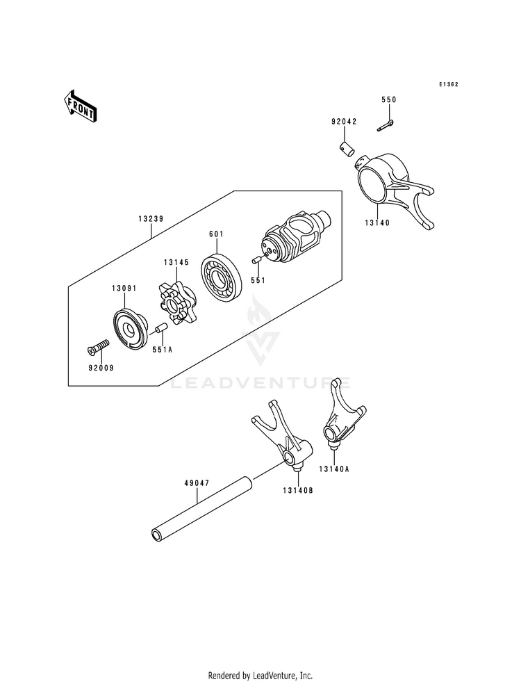 Gear Change Drum/Shift Fork(S) Schematic