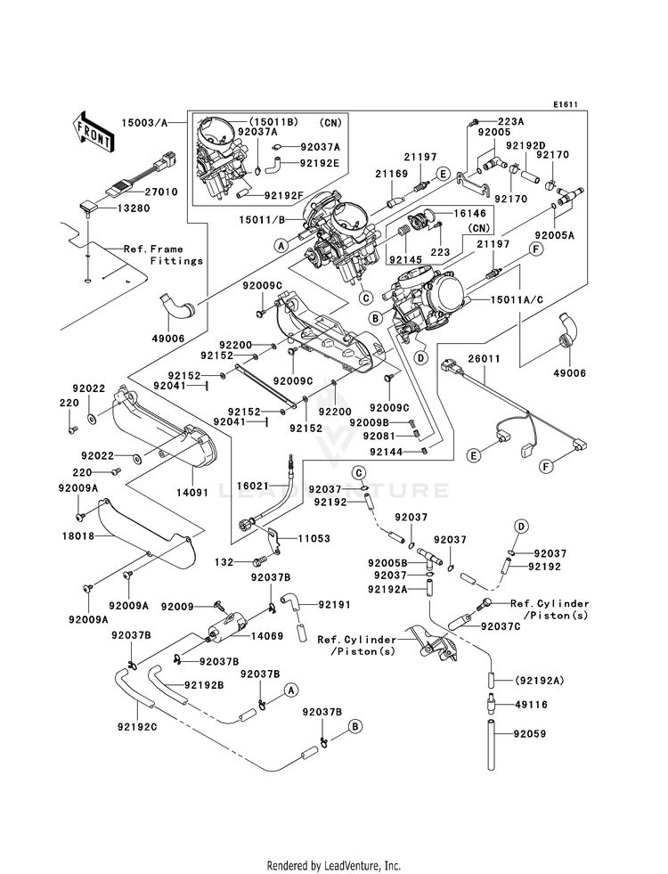 Carburetor KVF750-A1 Brute Force 750 4x4i (2005) Schematic