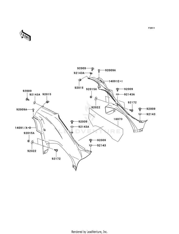 Side Covers KVF650F8F Brute Force 650 4x4i (2008) Schematic