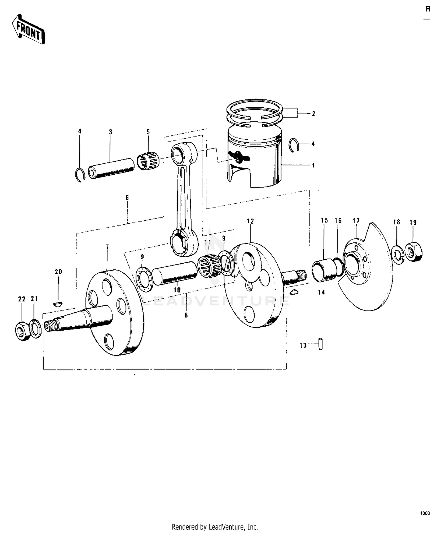 CRANKSHAFT/PISTON/ROTARY VALVE ('74-'75