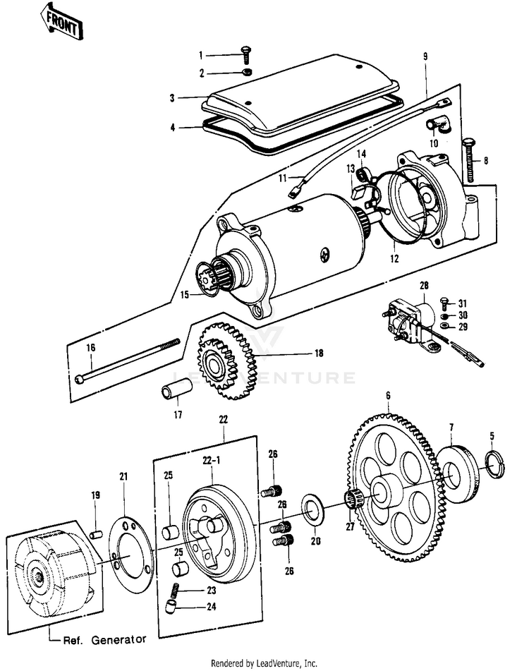 Starter Motor/Starter Clutch ('78 C1/C1a Schematic