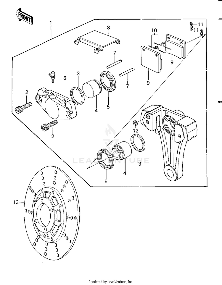 Rear Brake ('79-'81 C2/C3/C4) Schematic