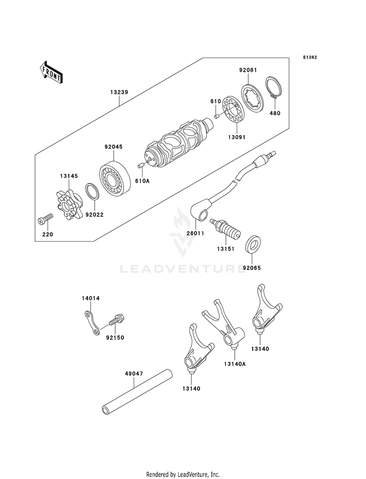 Gear Change Drum/Shift Fork(S) Schematic
