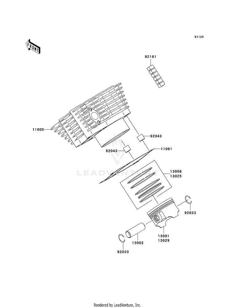 Cylinder/Piston(S) KVF360AAF Prairie 360 4X4 (2010) Schematic