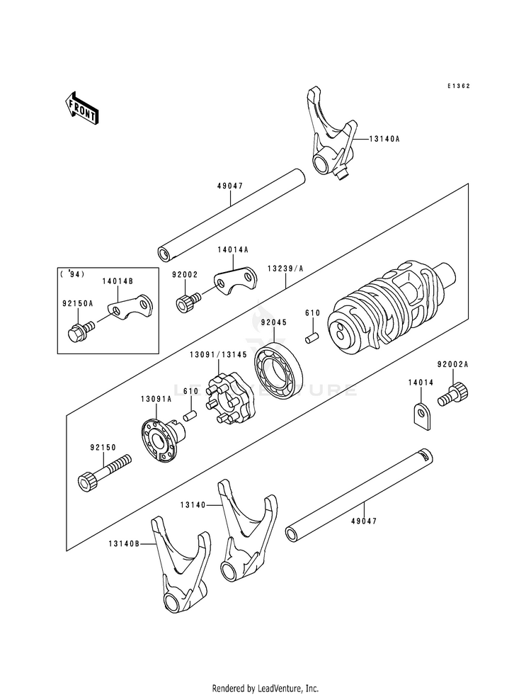 Gear Change Drum/Shift Fork(S) Schematic