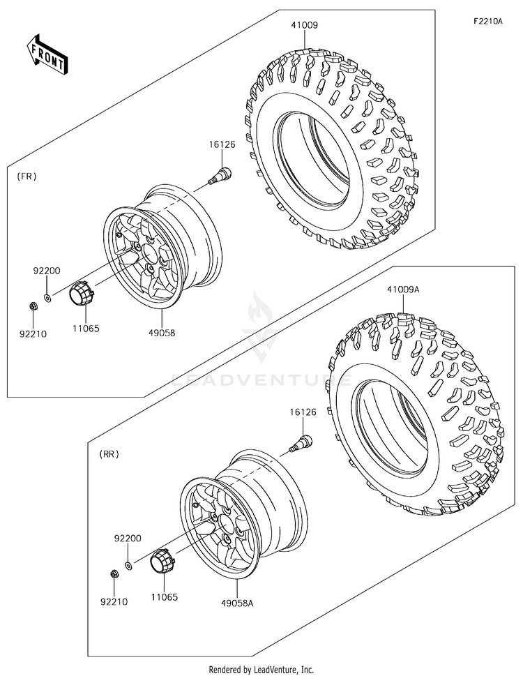 Wheels/Tires(Hjf/Hkf) KVF750HJF Brute Force 750 4x4i EPS Camo (2018) Schematic