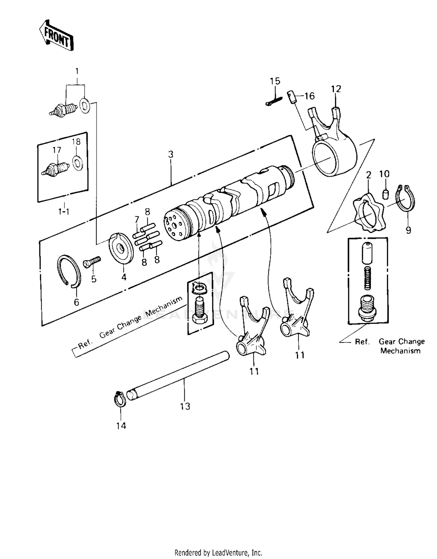 GEAR CHANGE DRUM & FORKS ('80-'81 A1/A2)
