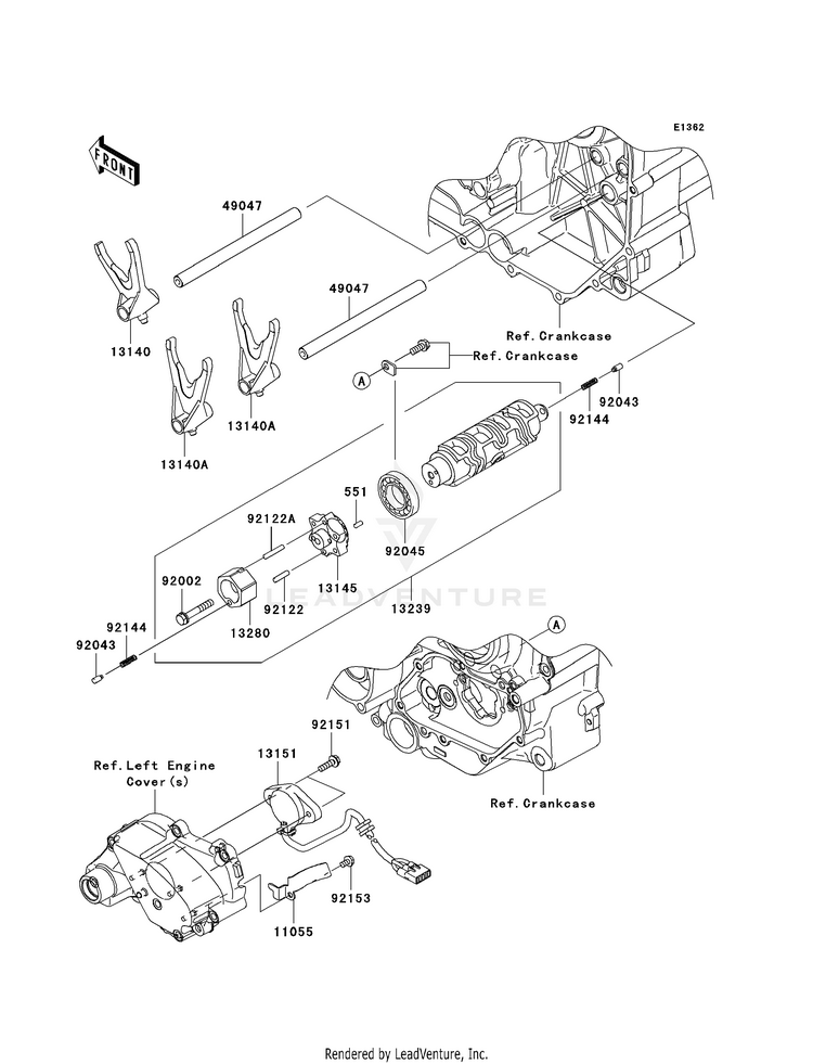 Gear Change Drum/Shift Fork(S) Schematic