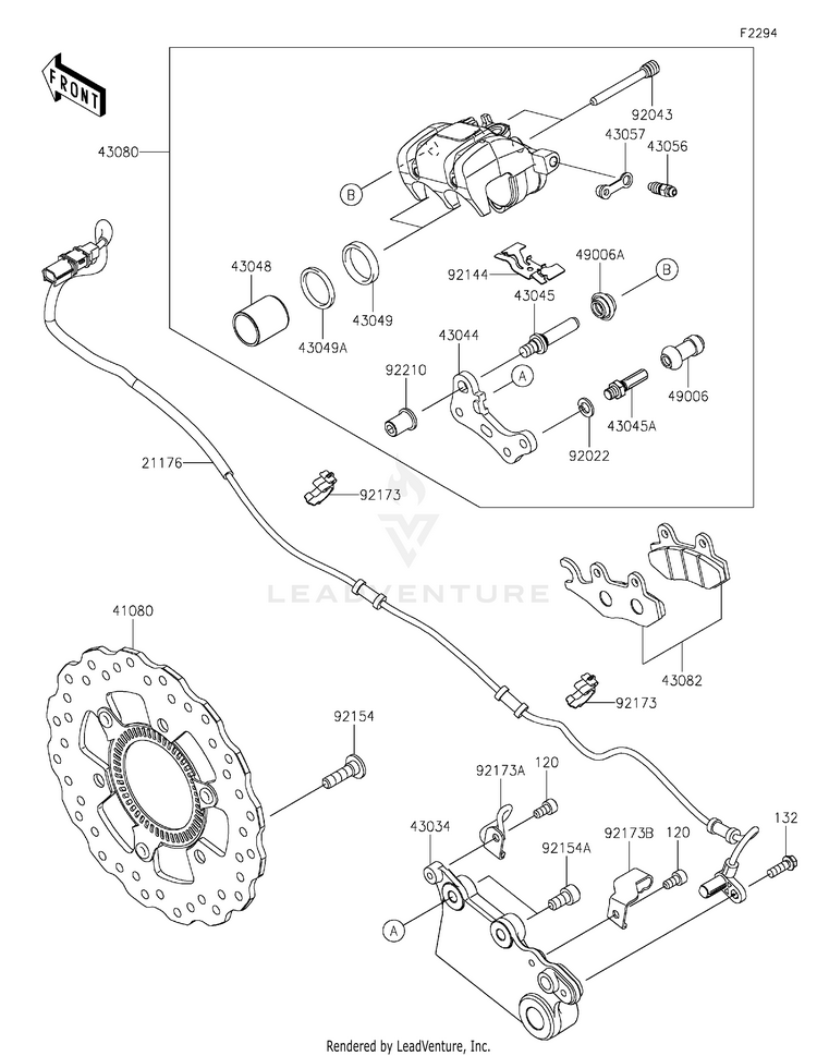 Rear Brake EX400GPFBL Ninja 400 ABS (2023) Schematic