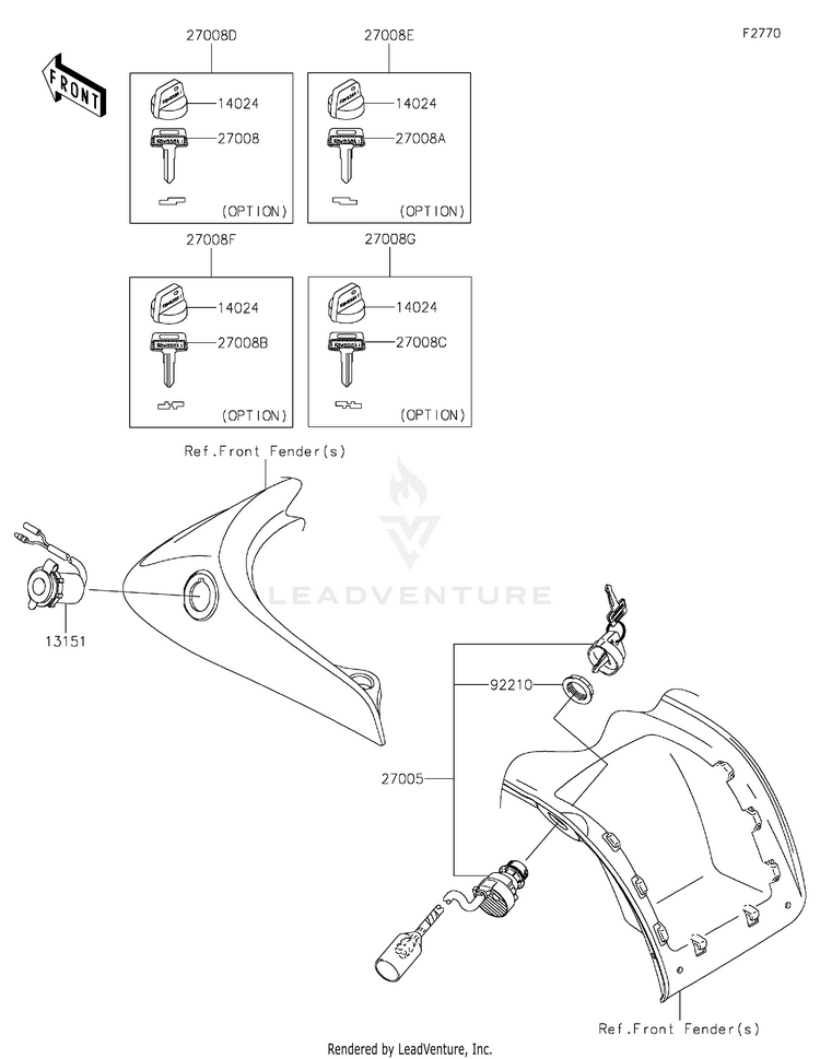 Ignition Switch KVF750LLF Brute Force 750 4x4i (2020) Schematic