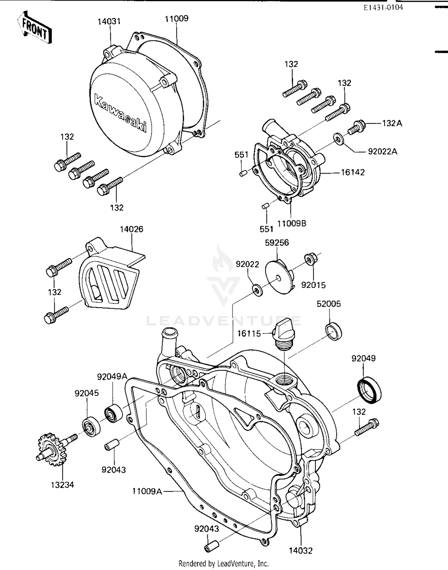 ENGINE COVERS/WATER PUMP ('84 KX250-C2)