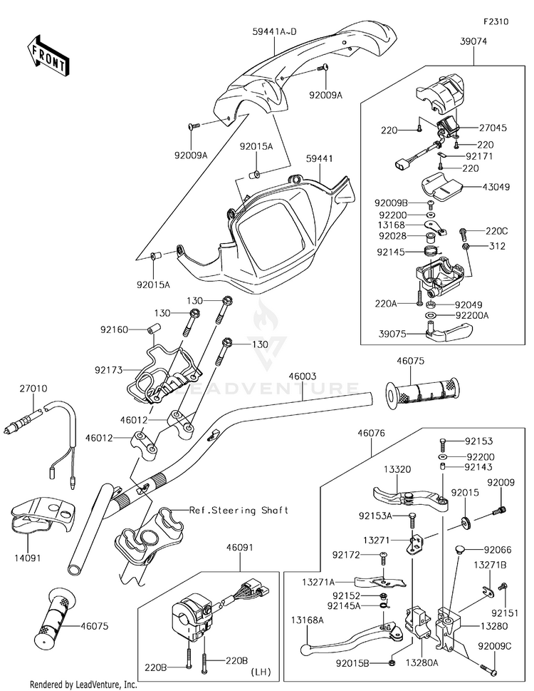 Handlebar 2 KVF750JGF Brute Force 750 4x4i EPS (2016) Schematic