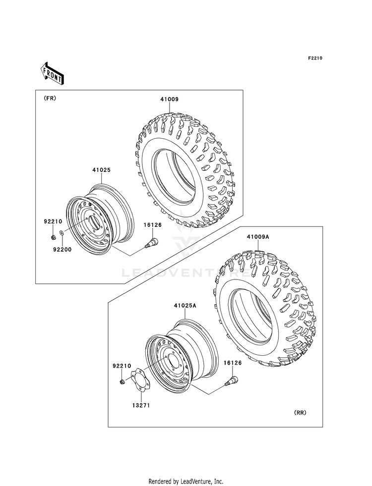 Wheels/Tires (D8f) KVF750D8F Brute Force 750 4x4i (2008) Schematic