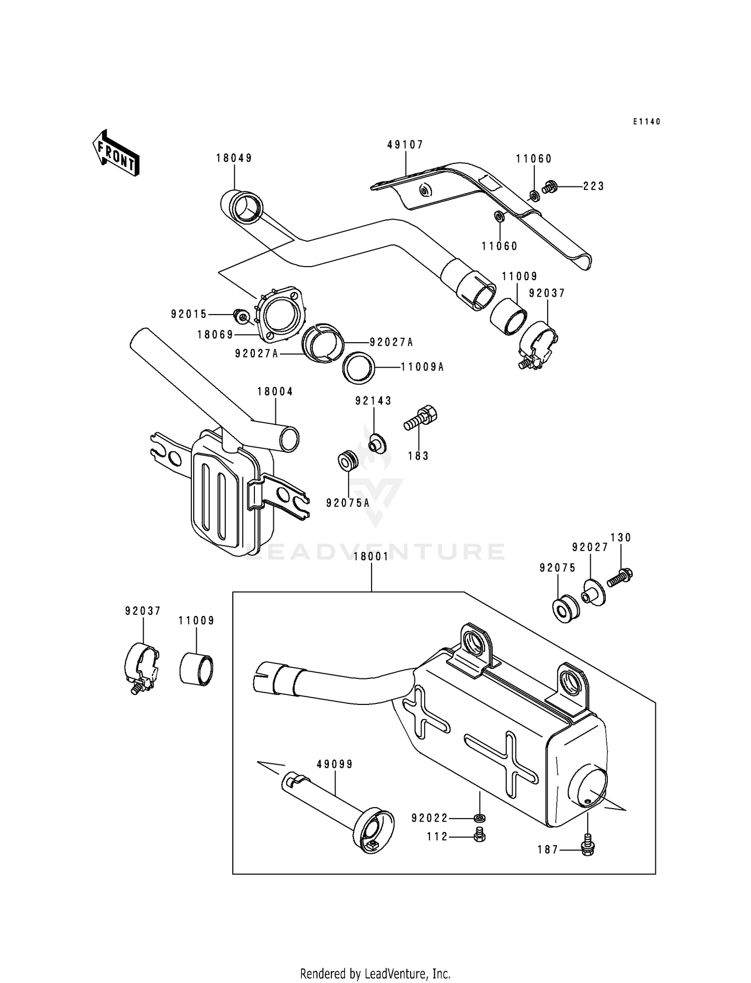 18001-1700 MUFFLER Bayou 300 4X4 89-04