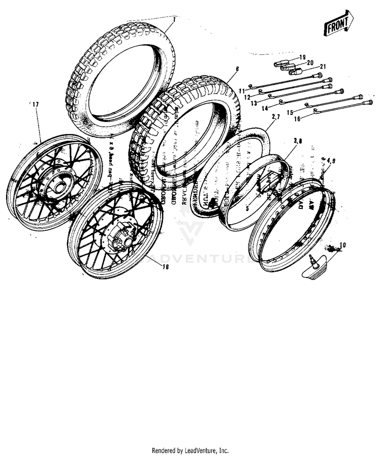 Wheels/Tires ('72-'73 F9/F9-A 350) Schematic