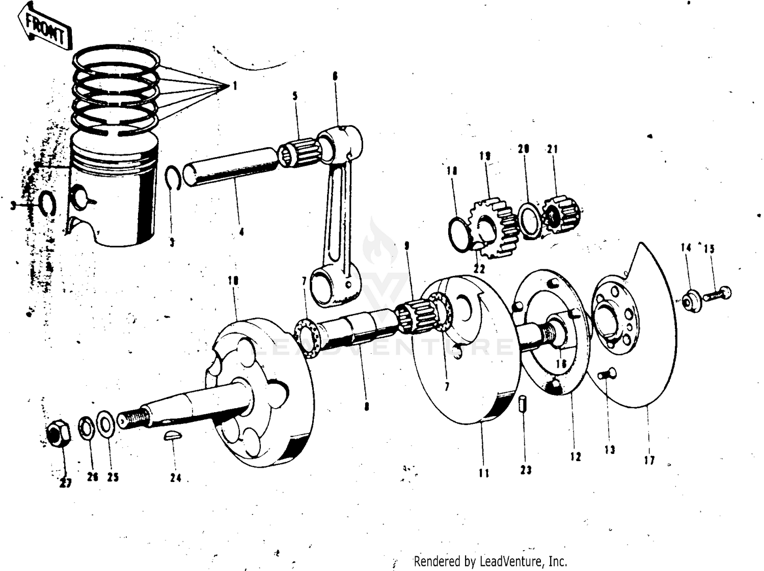 CRANKSHAFT/PISTON/ROTARY VALVE ('74-'75