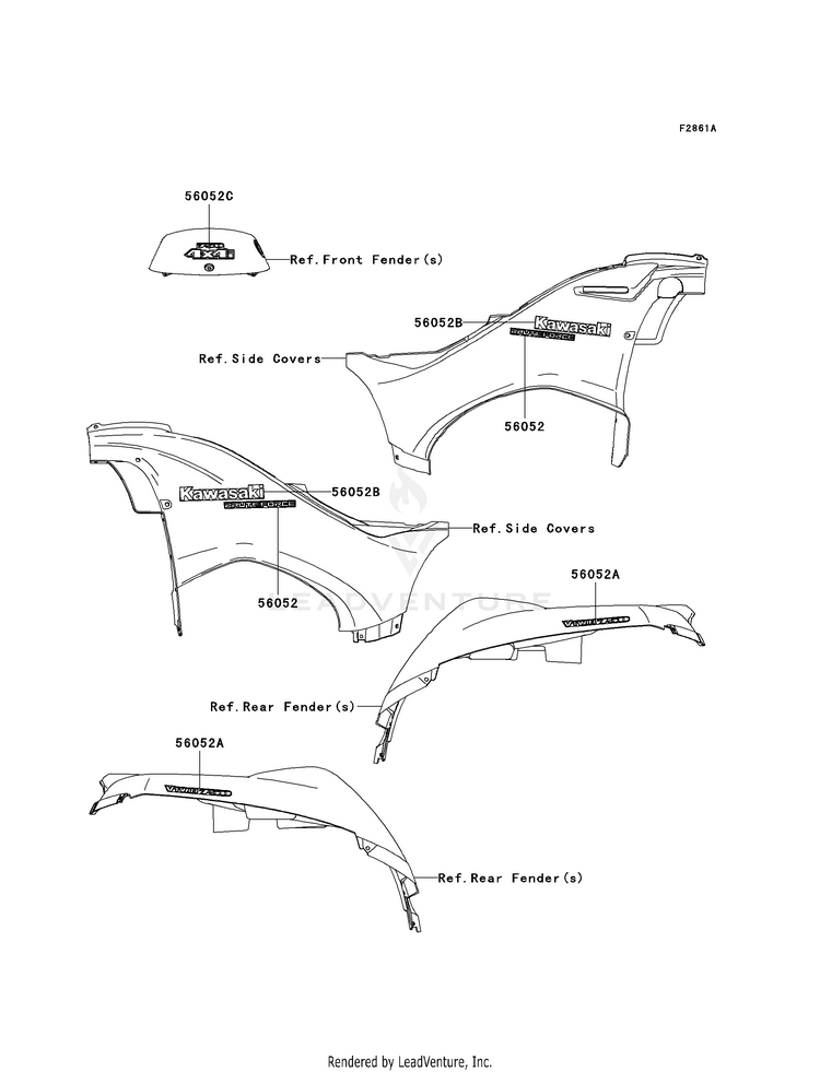 Decals (B7f) KVF750B7F Brute Force 750 4x4i (2007) Schematic