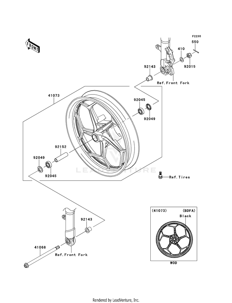 Front Wheel (Bdf-Bef) EX300BEF Ninja 300 ABS (2014) Schematic