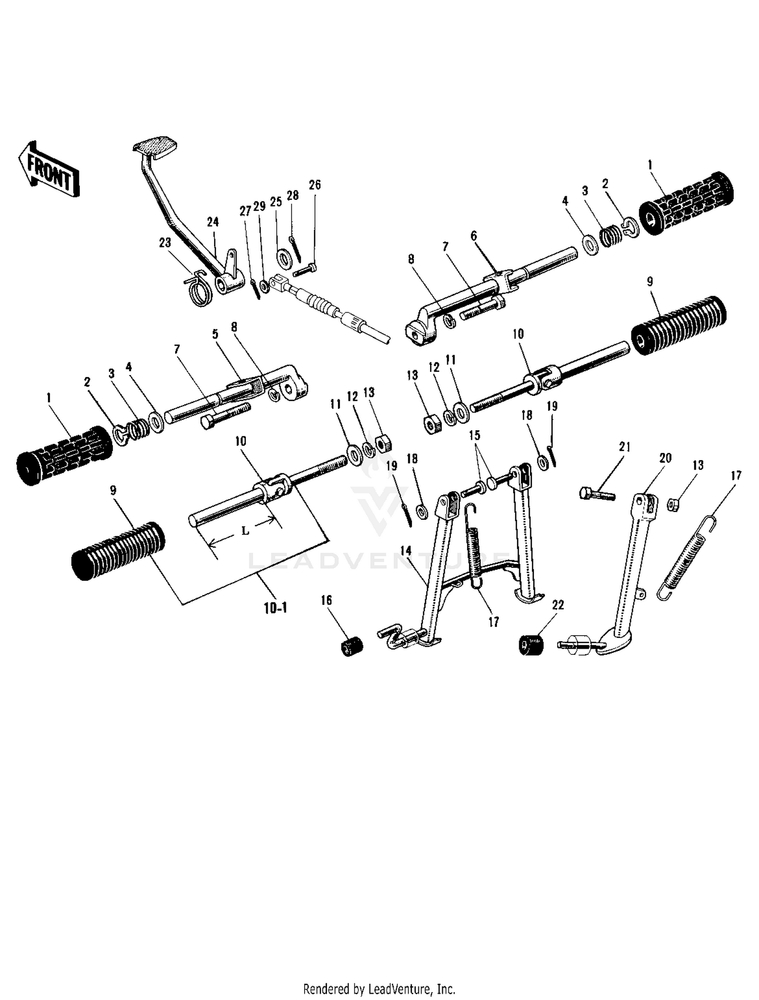 FOOTRESTS/STANDS/BRAKE PEDAL ('69-'72 H1
