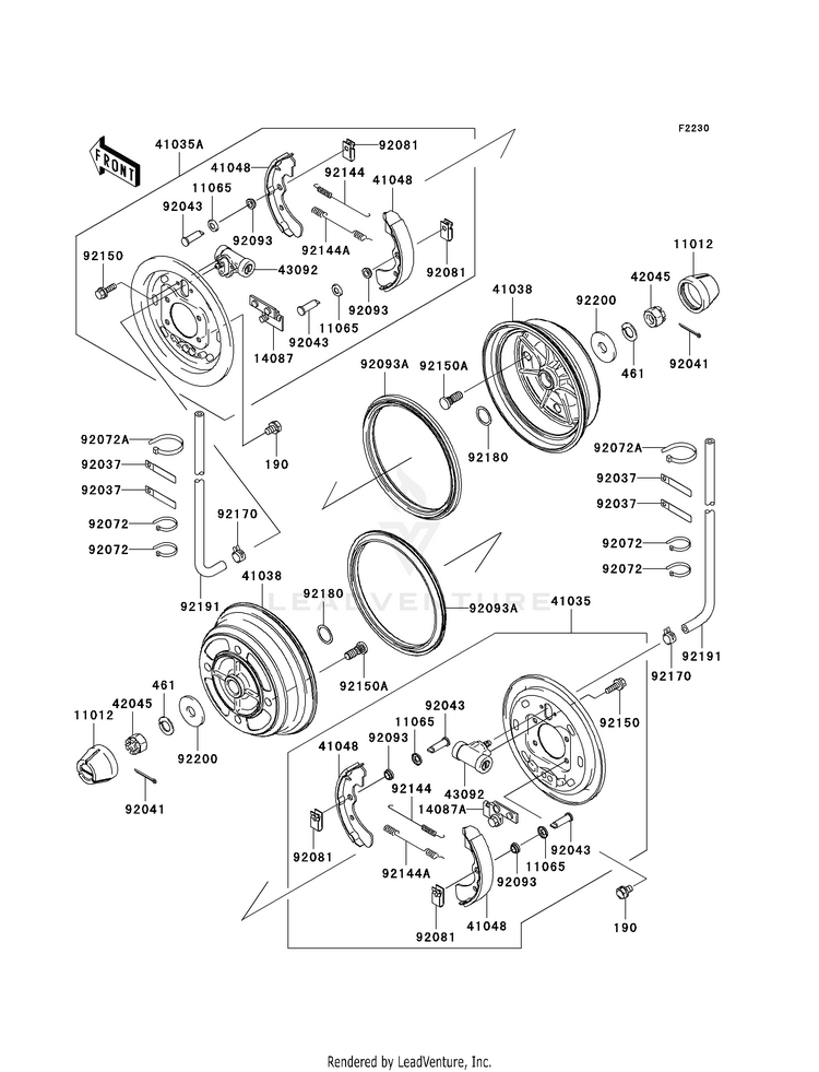 Front Hubs/Brakes Schematic