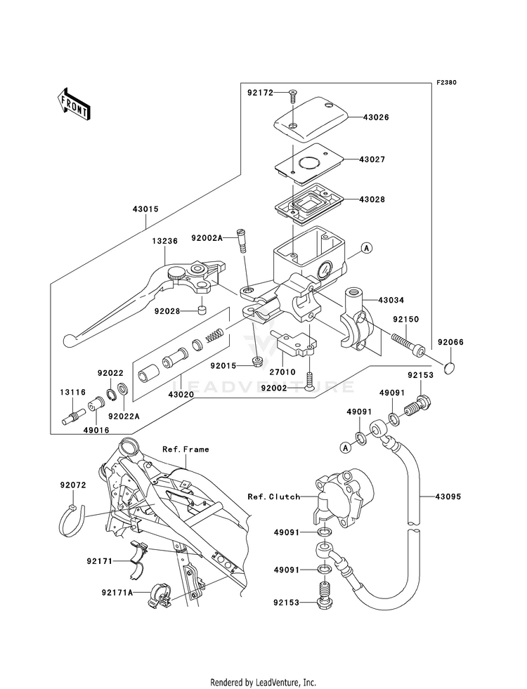 Clutch Master Cylinder VN1600B8F Vulcan 1600 Mean Streak (2008) Schematic