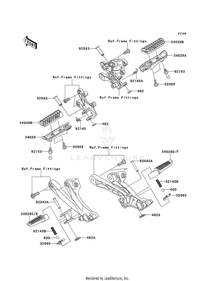 Footrests ZX1400EDF Ninja ZX-14R (2013) Schematic
