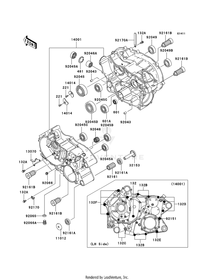 Crankcase KVF360AAF Prairie 360 4X4 (2010) Schematic