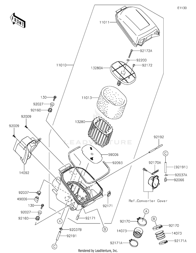Air Cleaner KVF750LLF Brute Force 750 4x4i (2020) Schematic