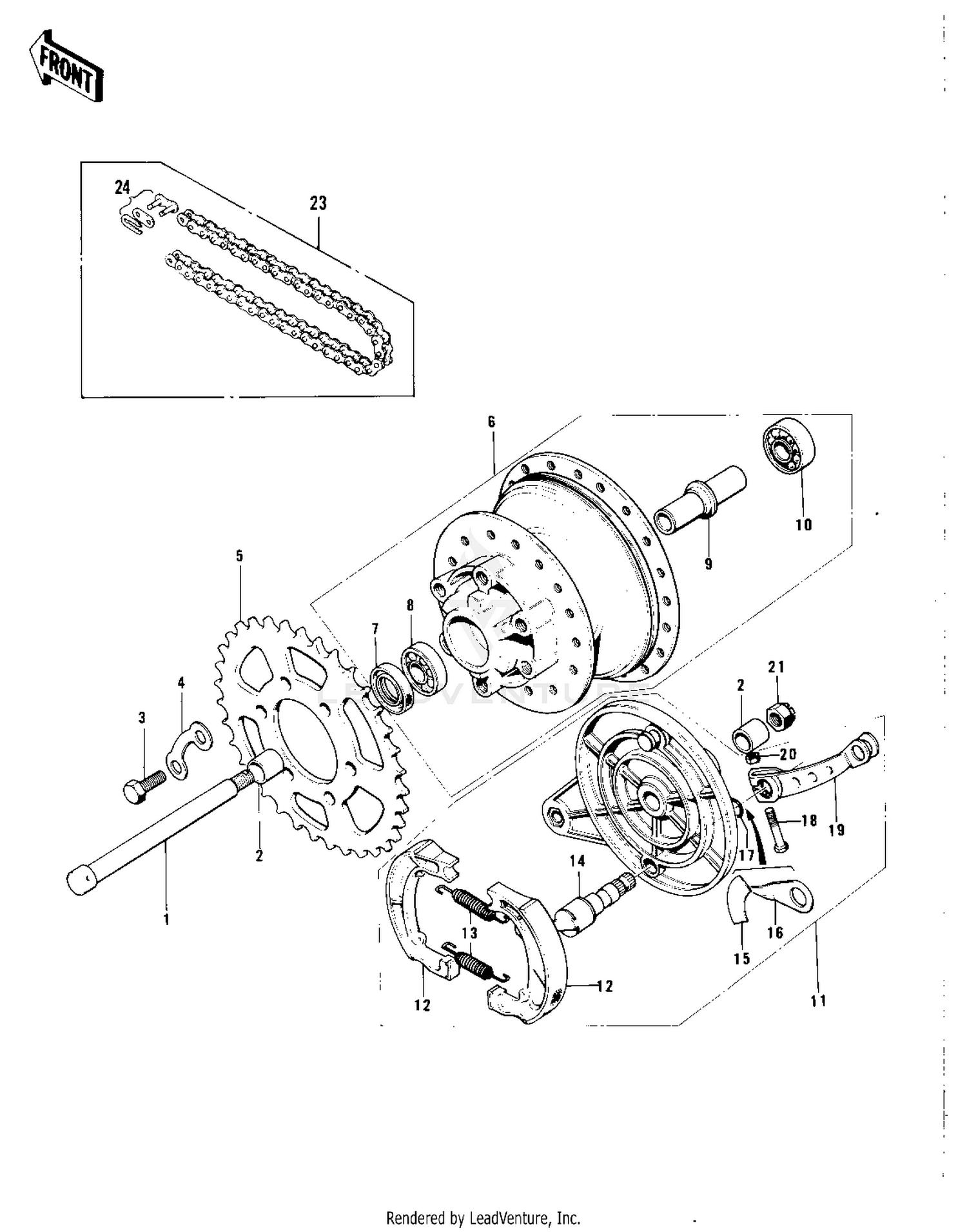 REAR HUB/BRAKE/CHAIN ('74-'75 F7-C/F6-D)