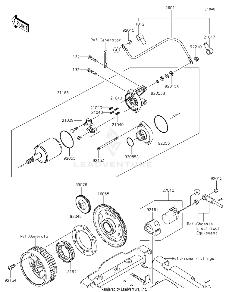 Starter Motor KVF750HLF Brute Force 750 4x4i EPS Camo (2020) Schematic