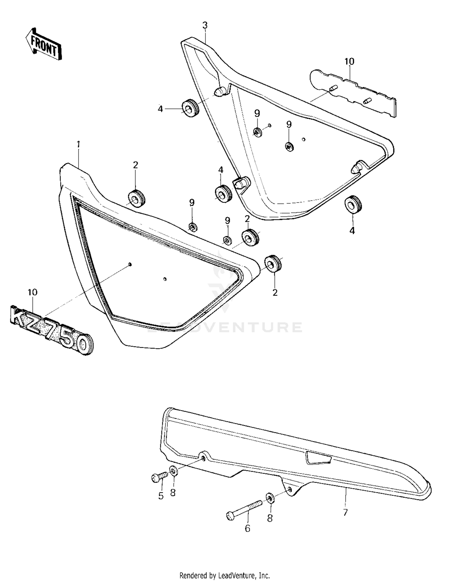 SIDE COVERS/CHAIN COVER ('80 KZY 50-E1)