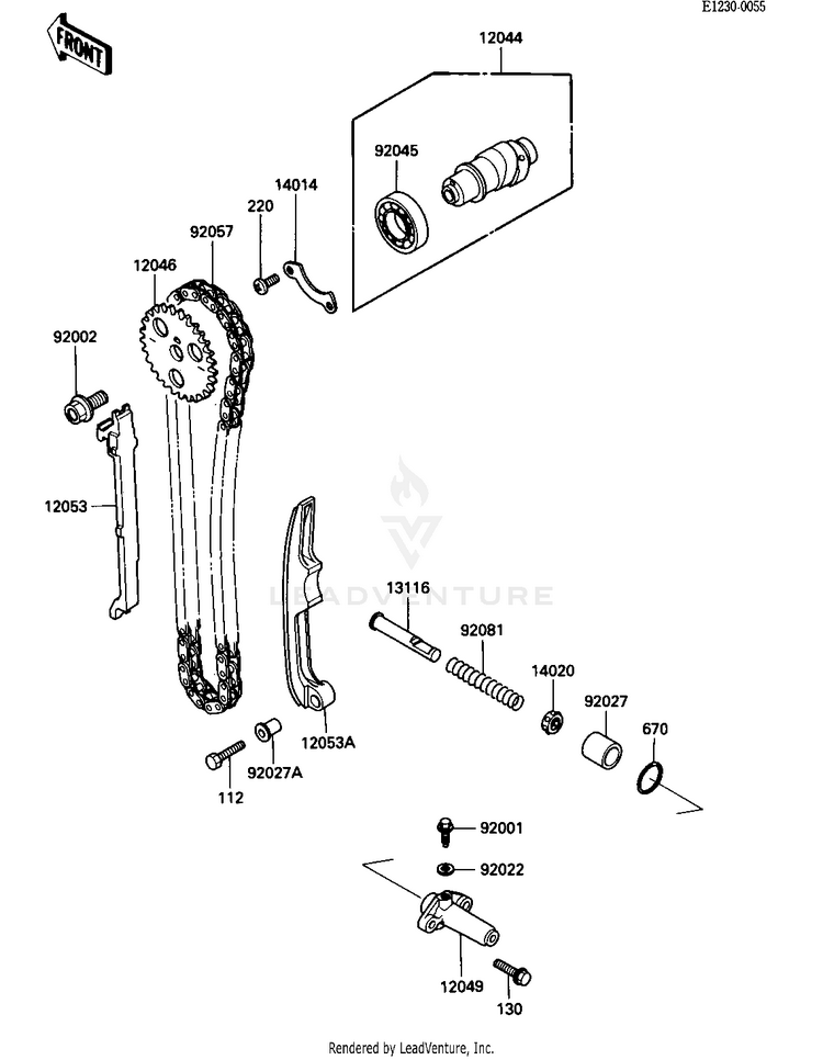 Camshaft/Chain/Tensioner Schematic