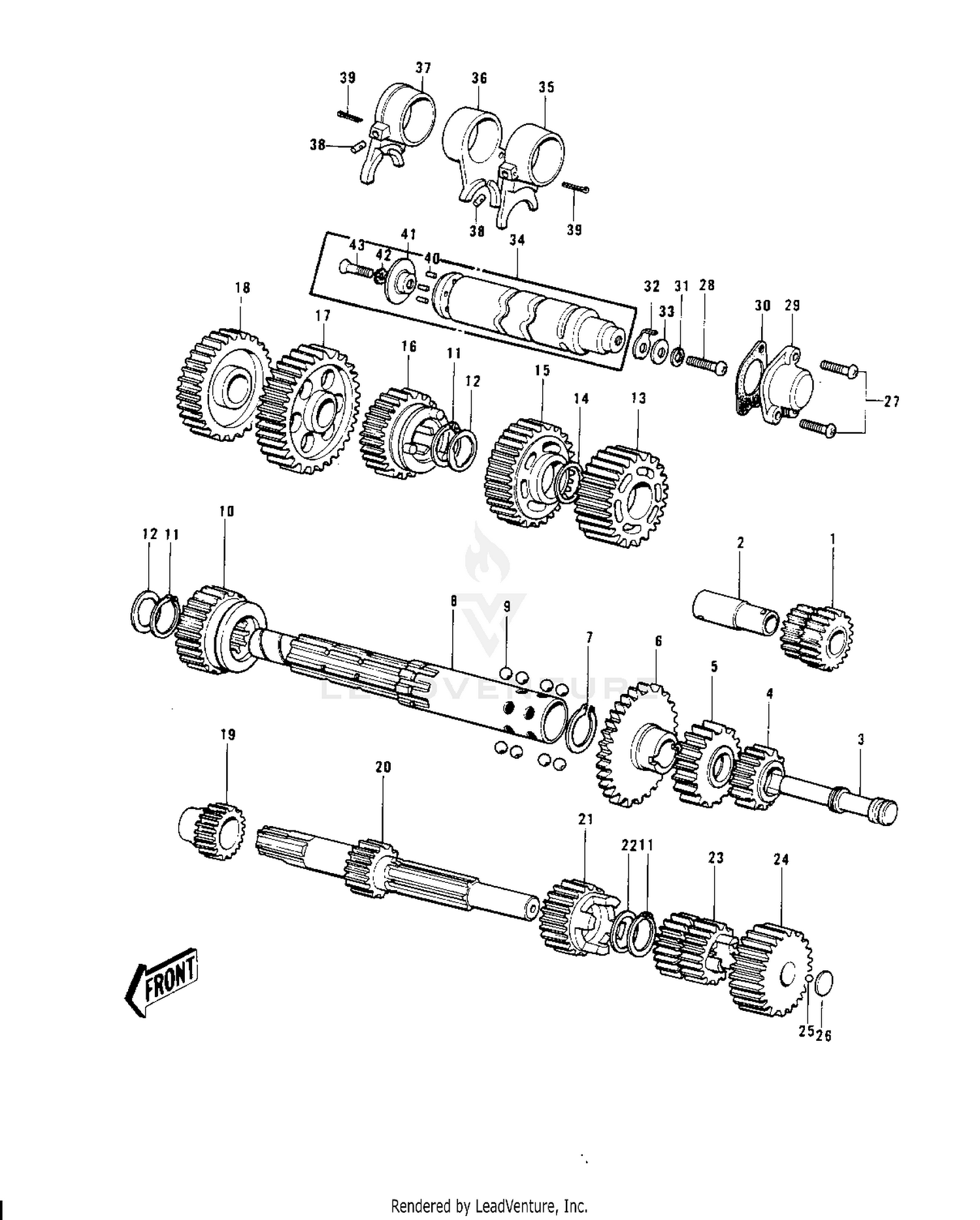 TRANSMISSION/CHANGE DRUM ('74-'75)