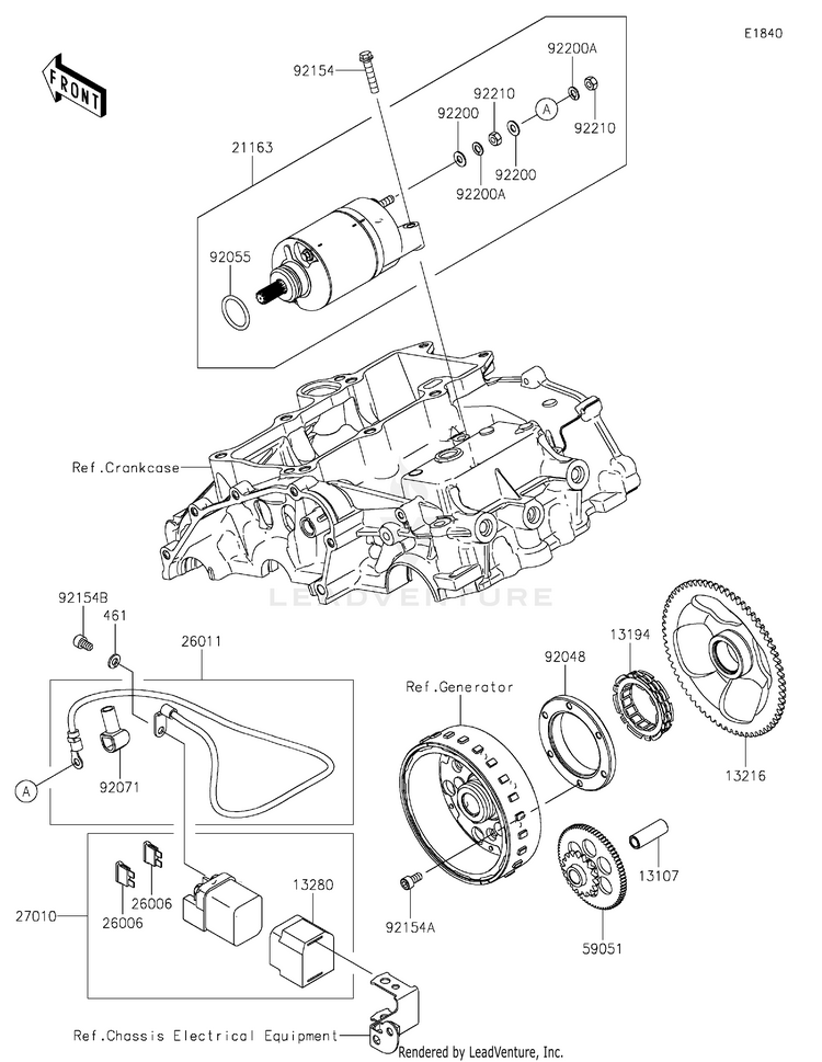 Starter Motor EX400GPFBL Ninja 400 ABS (2023) Schematic
