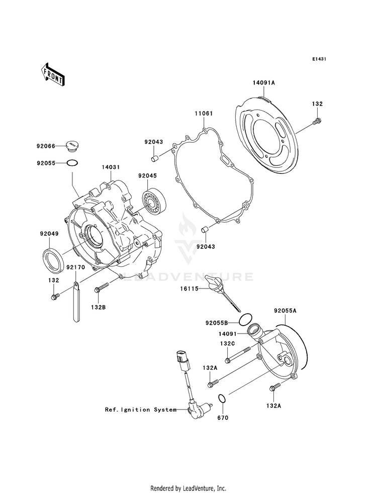 Engine Cover(S) KVF360CAF Prairie 360 4X4 Realtree APG HD (2010) Schematic